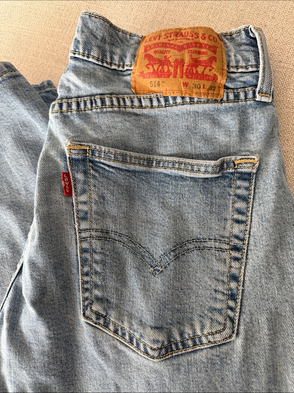 Levi's Light Blue Denim 514 Back Pocket Jeans 30W 32L
